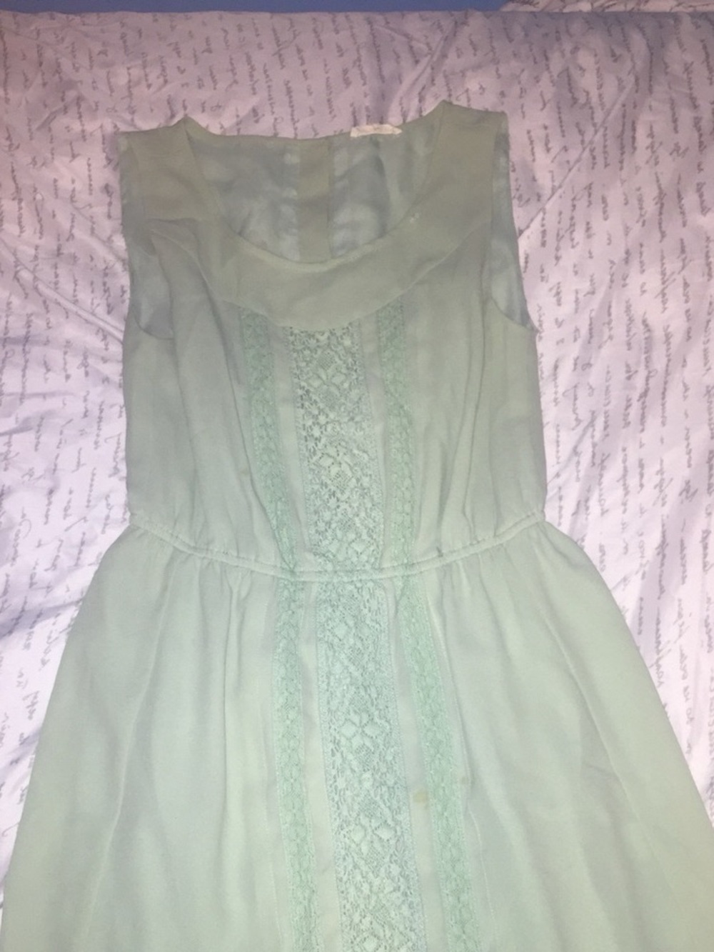 Girls' Mint Green Lace-Trim Dress